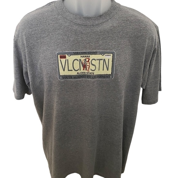 VOLCOM Stone Hawaii Aloha State License Plate Tee Shirt Men L Large - Picture 1 of 7